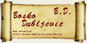 Boško Dubljević vizit kartica